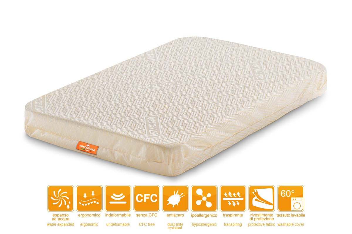 Waterfoam cot mattress model PISOLO for newborn