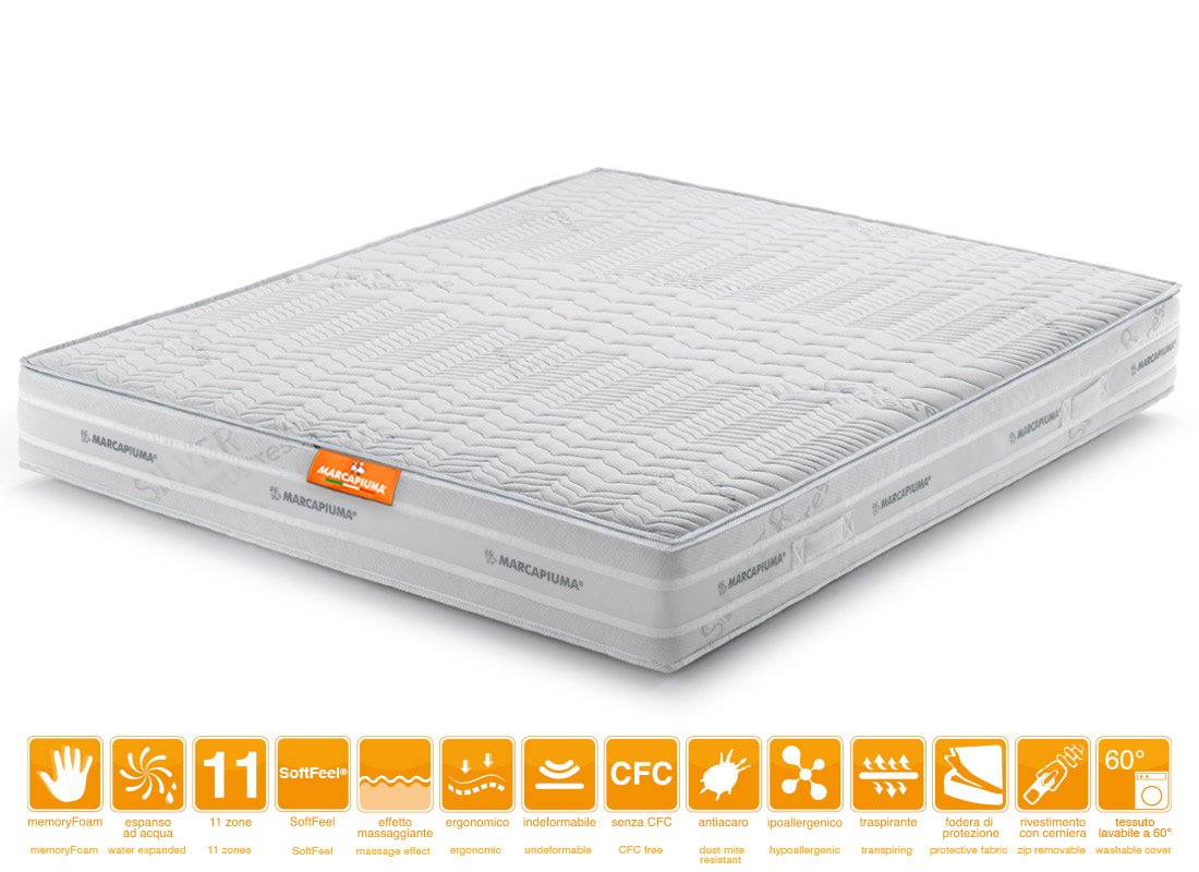 Materasso in memory modello SUNSHINE Rivestimento Silver Antistress - Marcapiuma